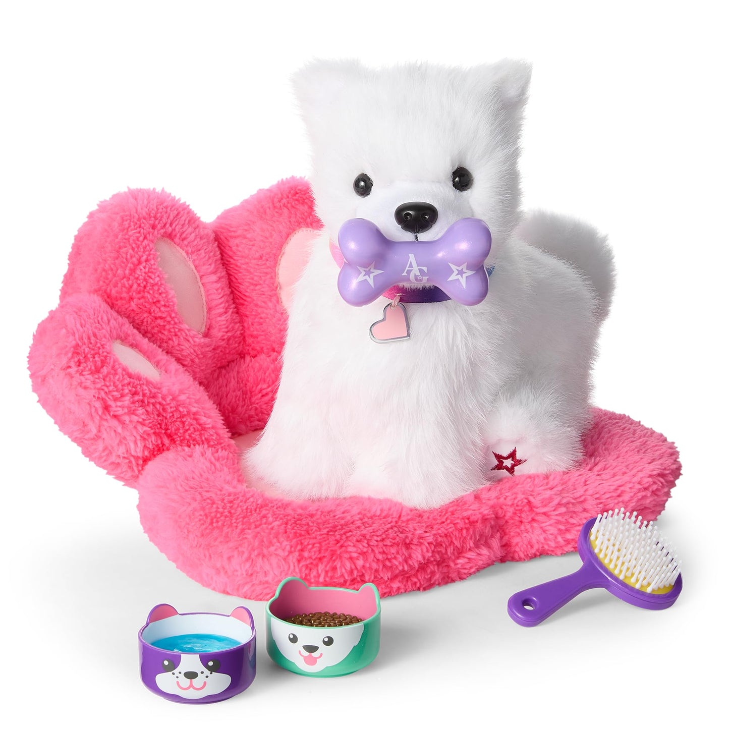 American Girl, Summer McKinny Girl of The Year 2025 Dog Accessories for 18-inch Doll Pets, with a Dog Bed, Dog Toy, pet Brush, and Bowls, Ages 6+