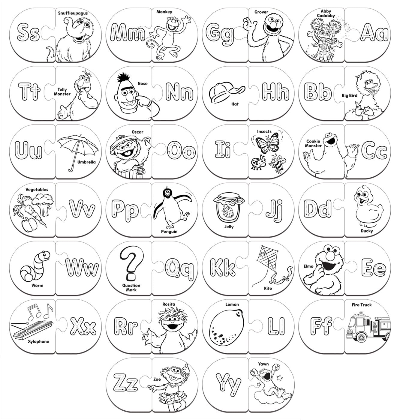 Sesame Street Alphabet Matching Puzzles - Educational Toy - Learn Letters & Case Recognition - Masterpieces