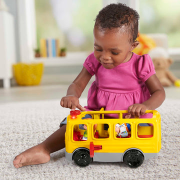Fisher-Price Little People Musical Toddler Toy Sit with Me School Bus with Lights Sounds & 2 Figures for Pretend Play Kids Ages 1+ Years