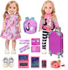 ARTST 14-Inch-Girl-Doll-Travel-Suitcase-Play-Set Doll- Clothes- Accessories Including Luggage Cute Backpack 2 Sets of Clothes- Shoes Camera Computer