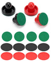 Waaqkid 16 Pcs Air Hockey Pucks and Paddles, Mini Goal Handles Air Hockey Replacement Accessories (4 Pushers, 4 Pads, 8 Pucks)
