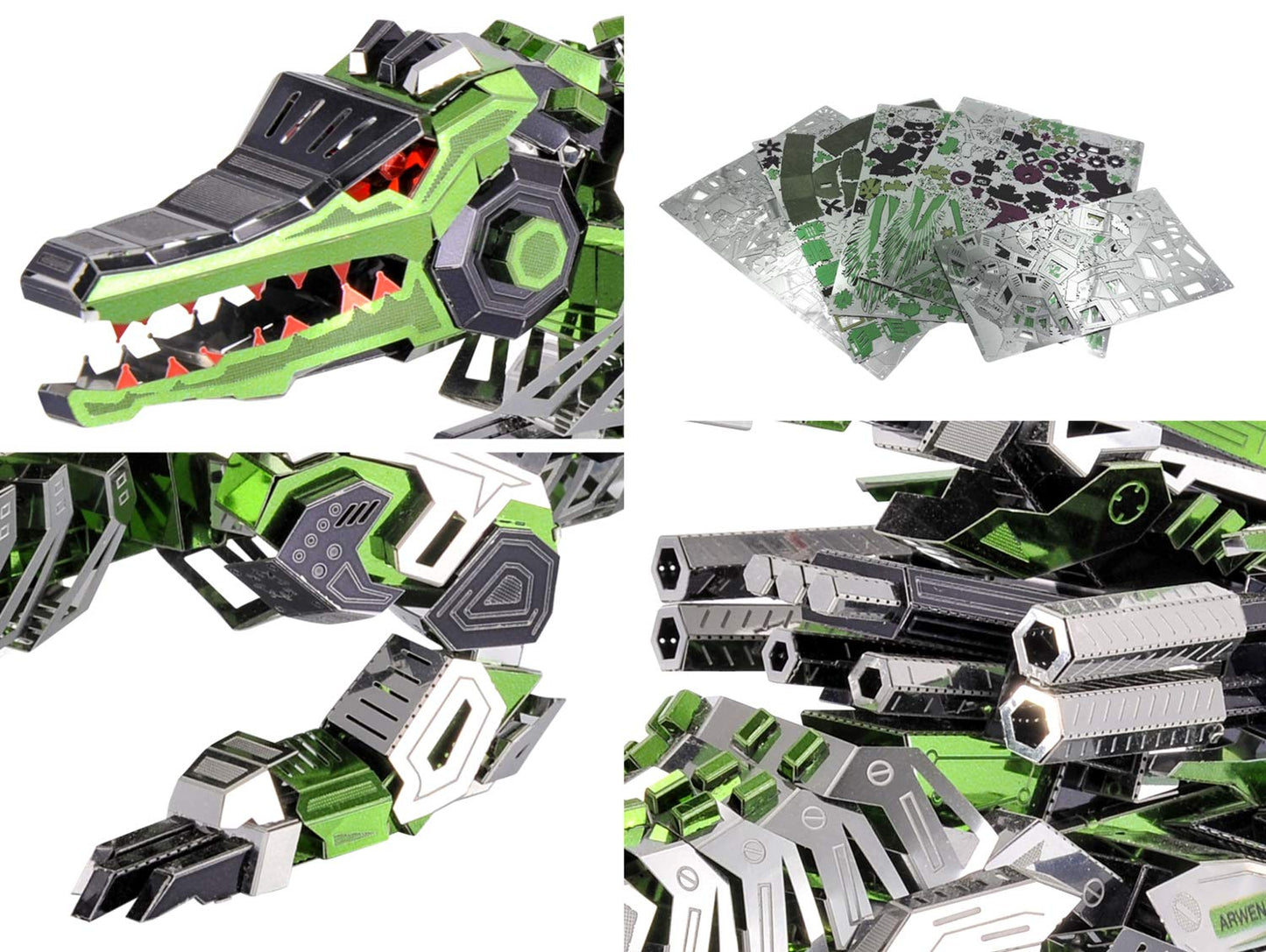 Microworld 3D Metal Puzzle,The Marsh Gavial Mechanical Crocodile Animal Model Building Kit, DIY Brain Teaser Challenge Metal Kits Art Craft Gifts Toy