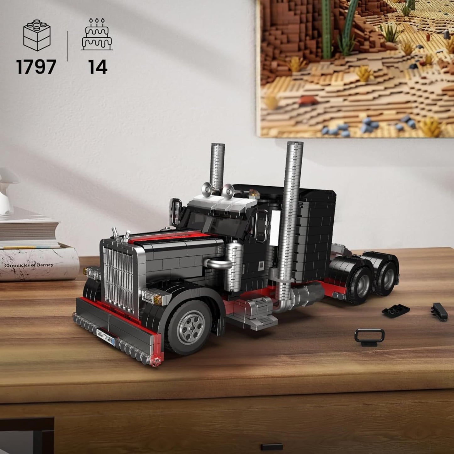 Mould King 10037 Semi Truck Building Set, Flatbed Truck Toy with 10 Wheels, Collectible Car Model to Build and Display, Creative Gift for Adult (1797