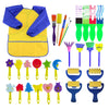 EVNEED Paint Sponges for Kids,29 pcs of Fun Paint Brushes for Toddlers.Coming with Roller,Flower Pattern Brush, Brush Set, Long Sleeve Waterproof