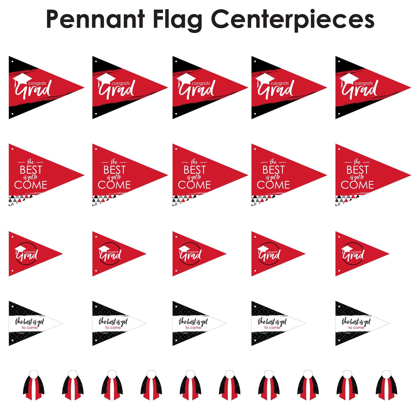 Big Dot of Happiness Red Grad - Best is Yet to Come - Triangle Red Graduation Party Photo Props - Pennant Flag Centerpieces - Set of 20