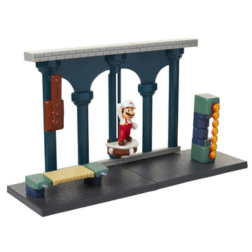 Nintendo Super Mario Lava Castle Deluxe Play Set, Includes: 2.5” Fire Mario Figure & Mechanical Features, Spinning Fireballs Tower, Swinging Pendulum