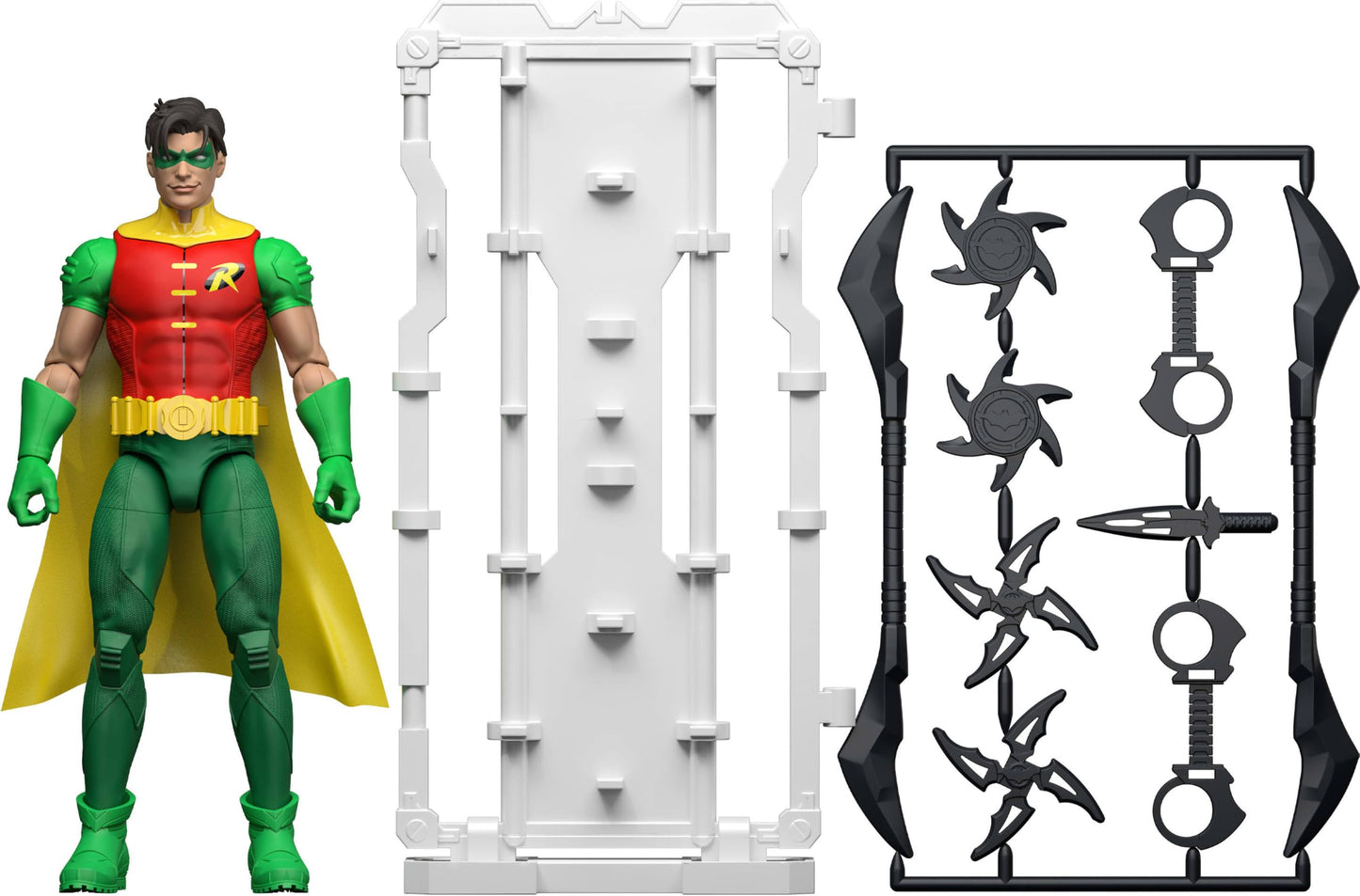 Mattel DC Premier 6.5 Inch Robin Action Figure Series 1, Detailed Super Hero Design 22 Articulations & Fabric Cape, Weapon Stand & Accessories