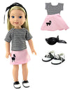 American Fashion World Light Pink 50`s Inspired Poodle Outfit for 14-Inch Dolls | 4 Piece Set | Premium Quality & Trendy Design | Dolls Clothes |