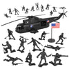 TimMee Plastic Army Men Helicopter Playset - Black 26pc Made in USA