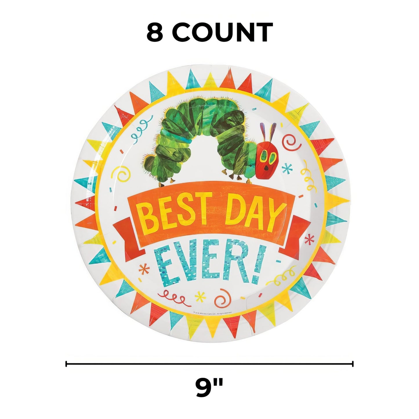 Fun Express Very Hungry Caterpillar Dinner Plates for Birthday - Party Supplies - Print Tableware - Print Plates & Bowls - 8 Pieces