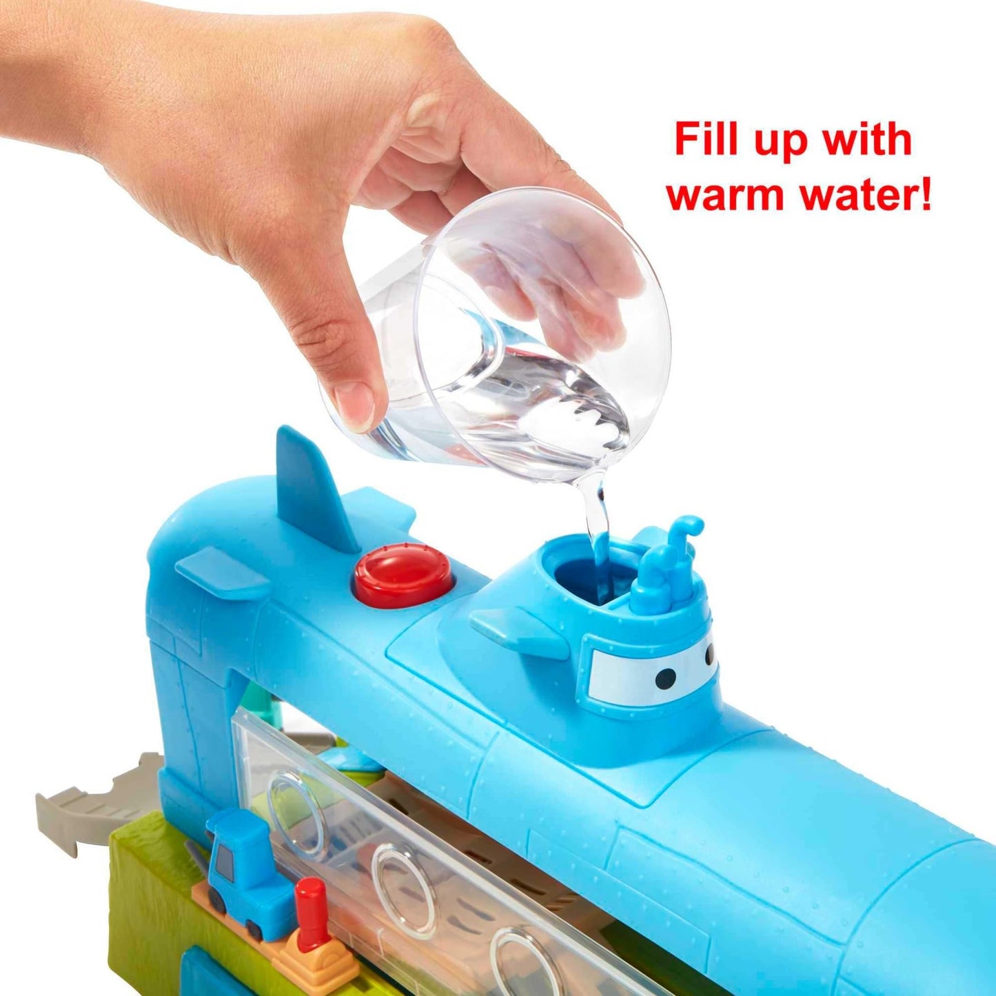 Mattel Disney and Pixar Cars Toys, Submarine Car Wash Playset with Color-Change Lightning McQueen Toy Car, Water Play