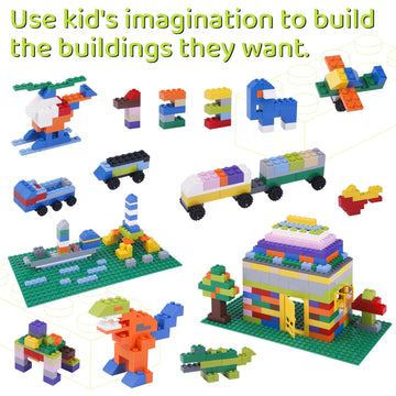 1100 Pieces Building Bricks, Compatible with Lego Classic Building Blocks Bulk with Baseplates, Doors Windows and Wheels, STEM Creative Construction