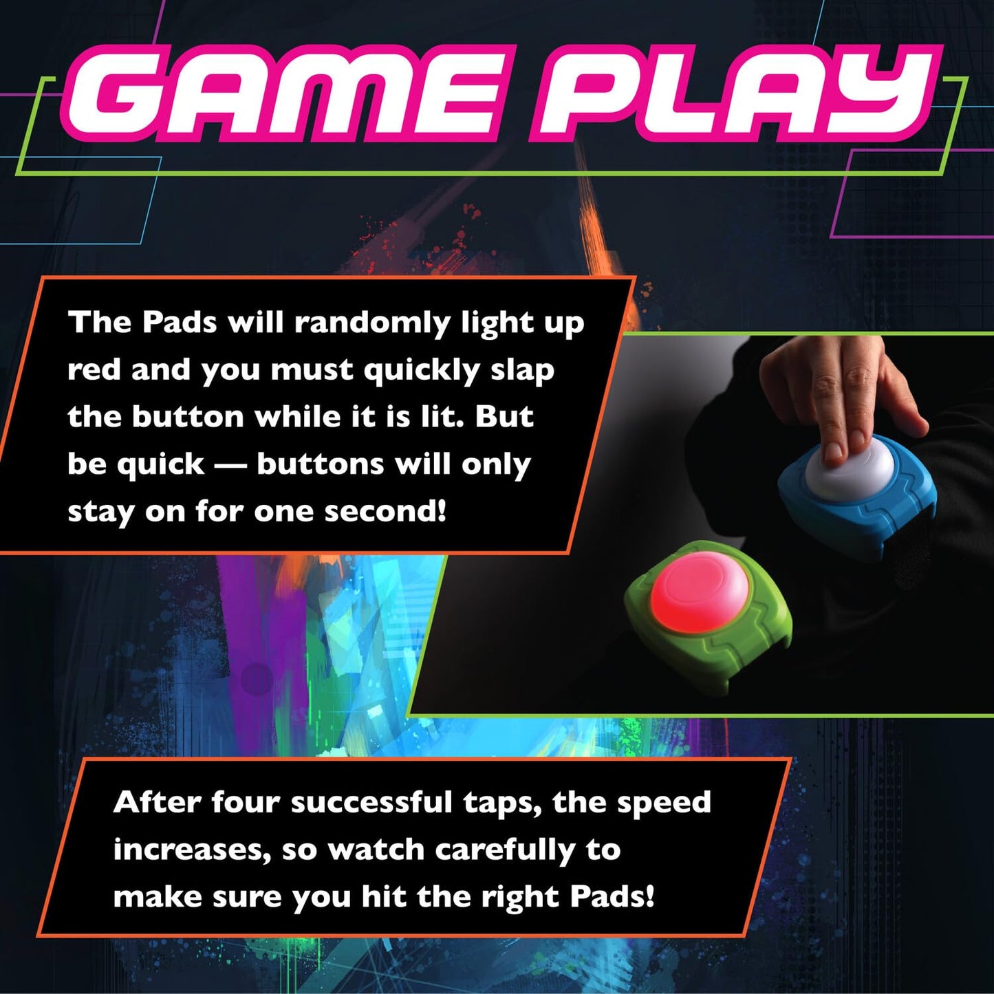 MindWare Flex Flash Reflex Training Game for Kids & Adults - Fast-Paced Reaction Speed Game with Wearable Light-Up Pads, 1-3 Players, Ages 6+