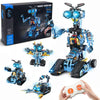 OKKIDY Robot Building Toys for Kids, 4-in-1 Rechargeable Remote Control RC Robotics STEM Building Block Kit RC Wall/Engineer Robot Toys for Boys Girls