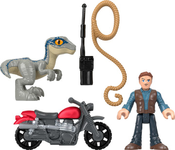 Fisher-Price Imaginext Jurassic World Dinosaur Toys Owen Grady & Blue Figure Playset for Preschool Pretend Play Ages 3+ Years