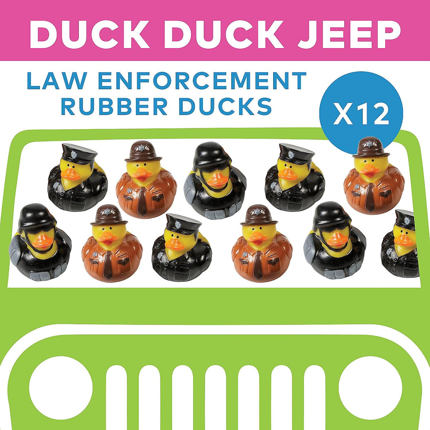 Fun Express Law Enforcement Rubber Duckies, Police Officer, SWAT Team and State Troopers, Birthday Party and Celebration Supplies (12 Pieces)