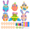 Fennoral 12 Pack Easter Egg Craft Kit for Kids Make You Own Easter Art and Craft Kit DIY Coloring Plastic Egg with Foam Sticker Pom Poms Color Pen