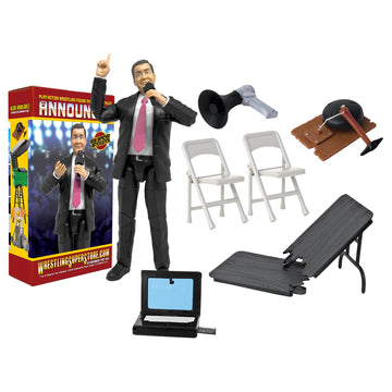 Talking Wrestling Ring Announcer & Accessory Set for Wrestling Action Figures