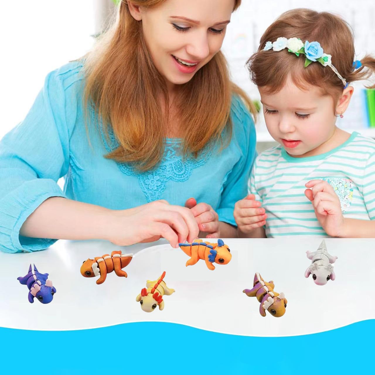 24 Pcs 3D Printed Axolotl Fidget Toy 3D Printed Small Animal Toy Flexible Cute Articulating Pet Stress Relief Fidget Toys forClassroom Rewards & Desk
