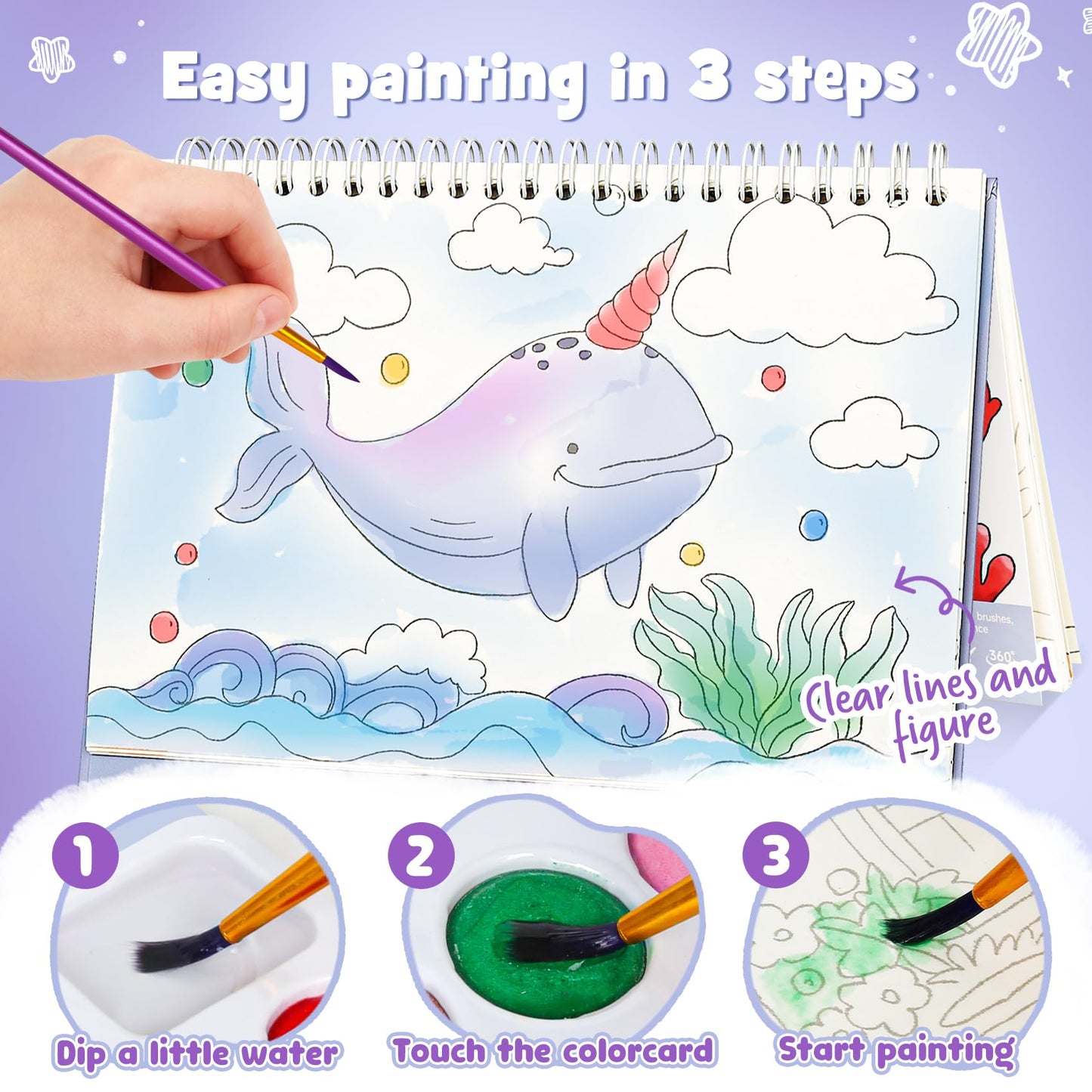 Watercolor Painting Coloring Books, Paint with Water Arts & Crafts Kit for Kids, Travel Activities Art Supplies Party Favors Exchange Birthday Gifts