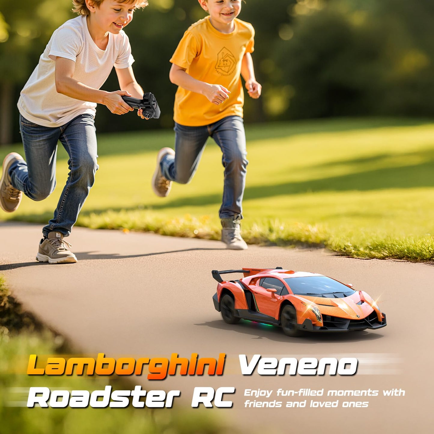 ENEPHE Lamborghini Remote Control Car Toy, Officially Licensed RC Drift Car 15Km/h with Underglow & Headlights, 1:24 Scale 2.4GHz, RC Gift Toy