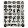 METAL ARTEM 35 pcs/lot Flower of Life Metal Sticker Geometry Orgone Pyramid Sticker Self Adhesive Decals (Black)
