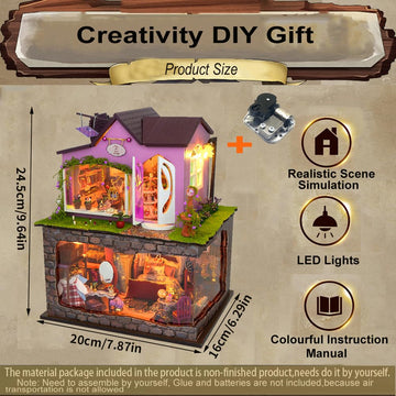TOPBSFARNY Book Nook Kit Model, Dollhouse Miniature with Furniture, DIY House Kit Creativity Room for Adult Crafts kit for Women (with Dust Cover)