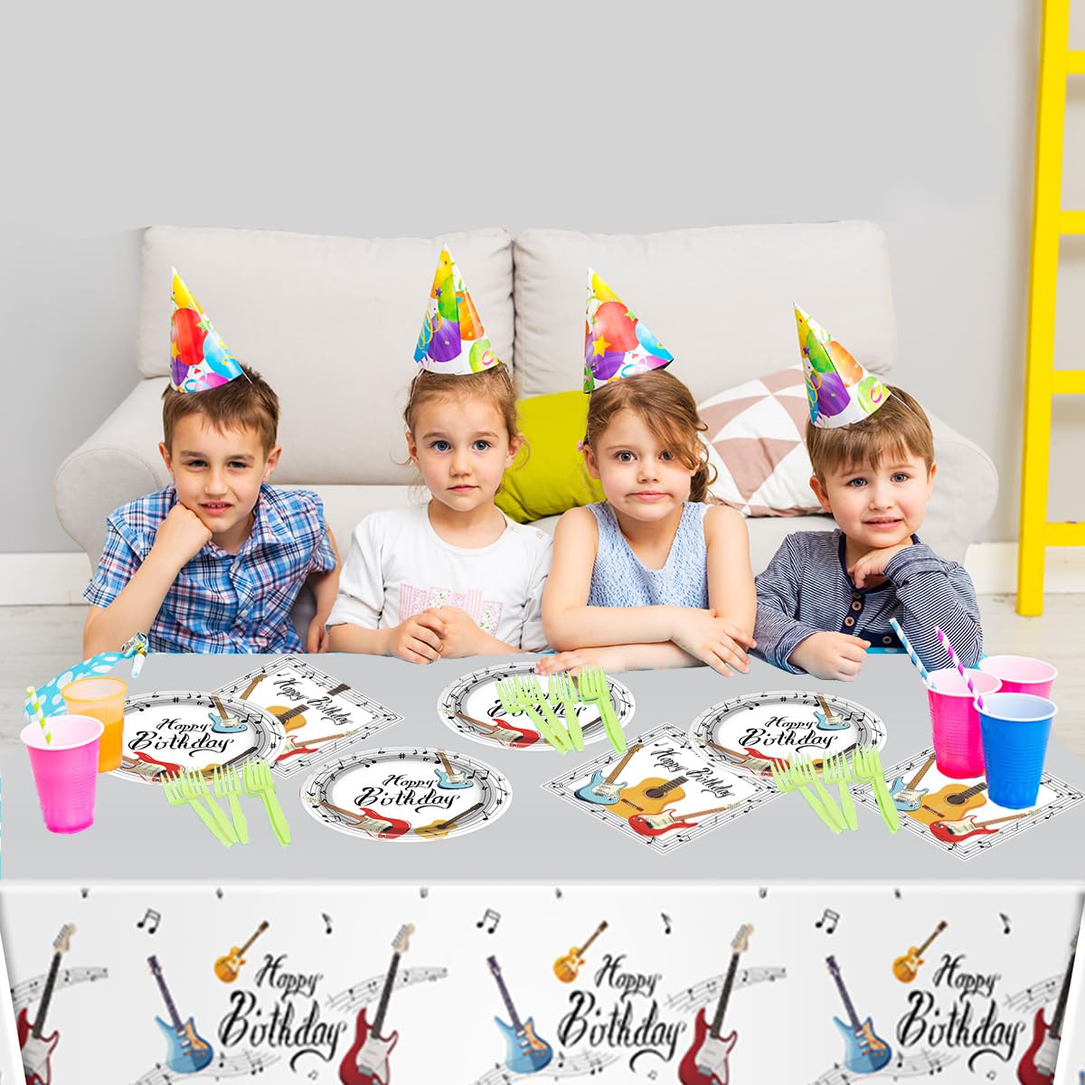 33pcs Rock Music Guitar Party Tableware, Music Guitar Notes Birthday Party Supplies