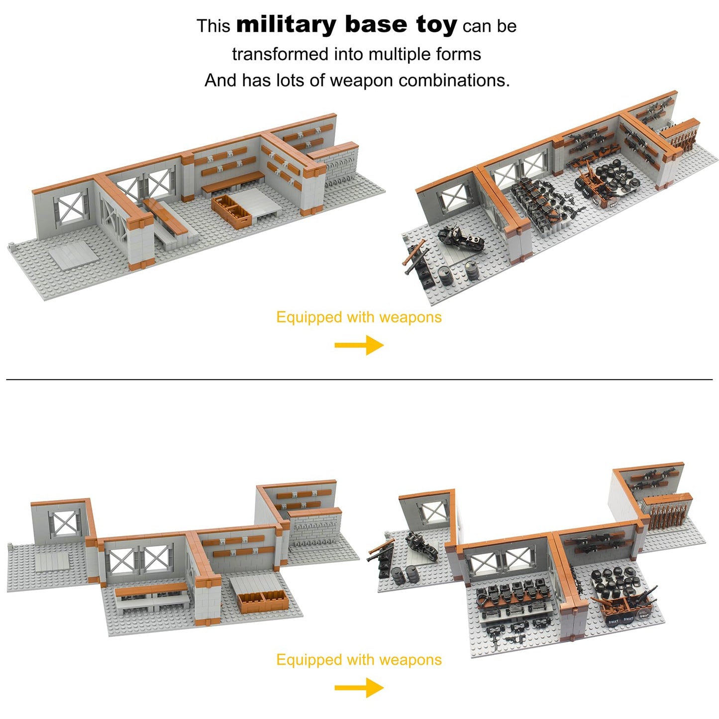 Gonsausola Military Base Building Bricks Set, Defence Base Guard Tower Guns Weapons Building Block Toy, Weapon Pack Accessories Kits Toys for Kids