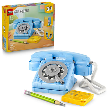 LEGO Creator 3 in 1 Retro Telephone Kids Toy - Home Decor for Bedroom or Kids Room - Building Toy and Learning Playset for Girls & Boys, Ages 8+