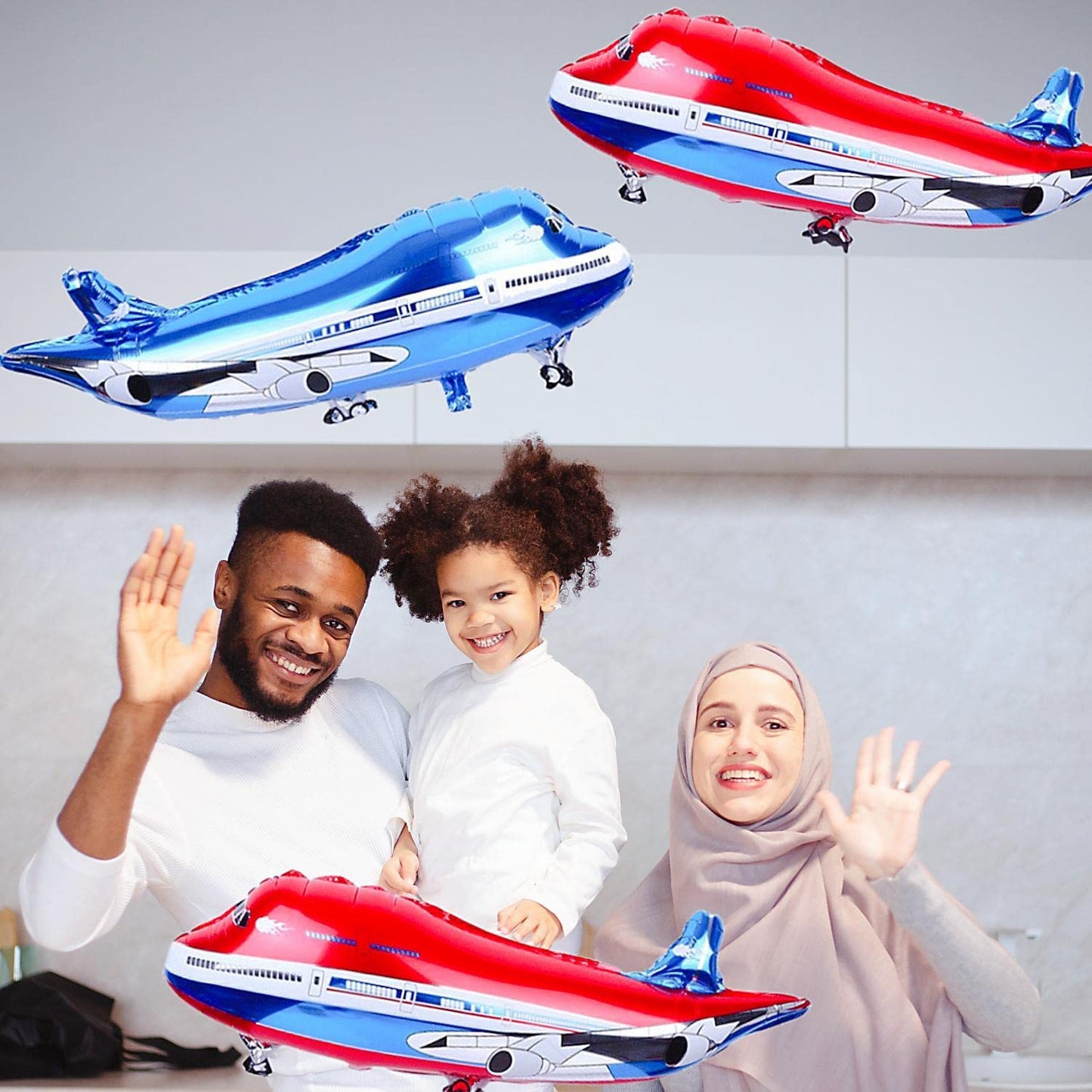 10 PCS Airplane Balloons Foil Mylar Balloons for Baby Shower Toys Themed Party Birthday Decoration Supplies (Red, Bule?