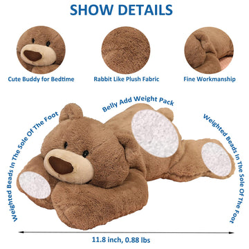 ronivia Weighted Stuffed Animals, Weighted Bear Stuffed Animal Toy Cute Brown Bear Plush Pillow Weighted Plush Animals Toy, 11.8"