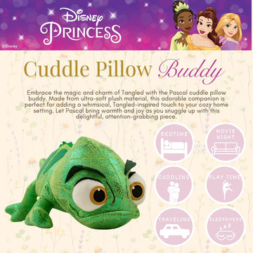 Disney Princess Tangled Rapunzel Pascal The Chameleon, Bedding Super Soft Plush Cuddle Pillow Buddy, (Officially Licensed Product) By Franco