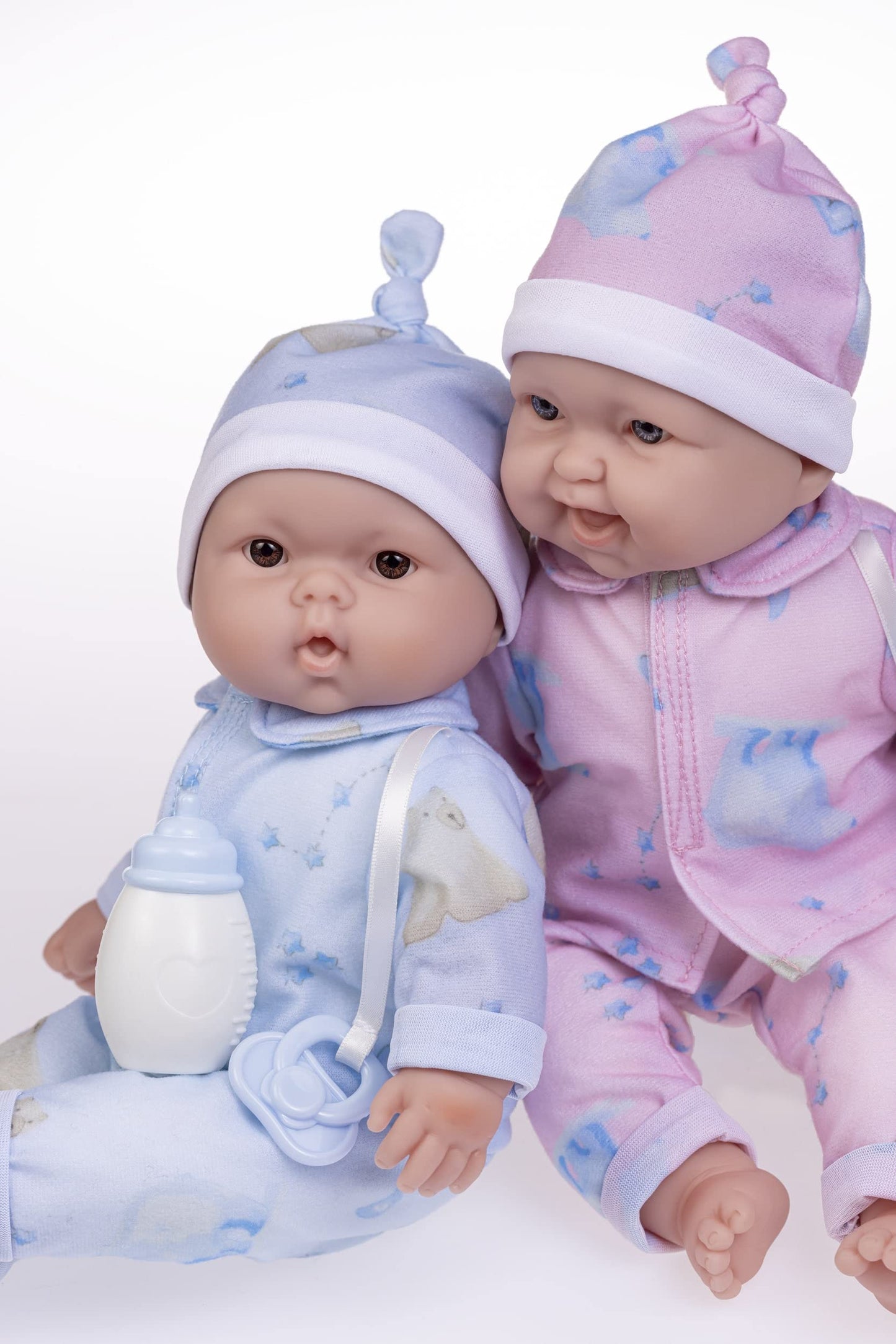Twins 13" Realistic Soft Body Baby Dolls | JC Toys - Berenguer Boutique | Twins Gift Set with Removable Outfits and Accessories | Pink and Blue |