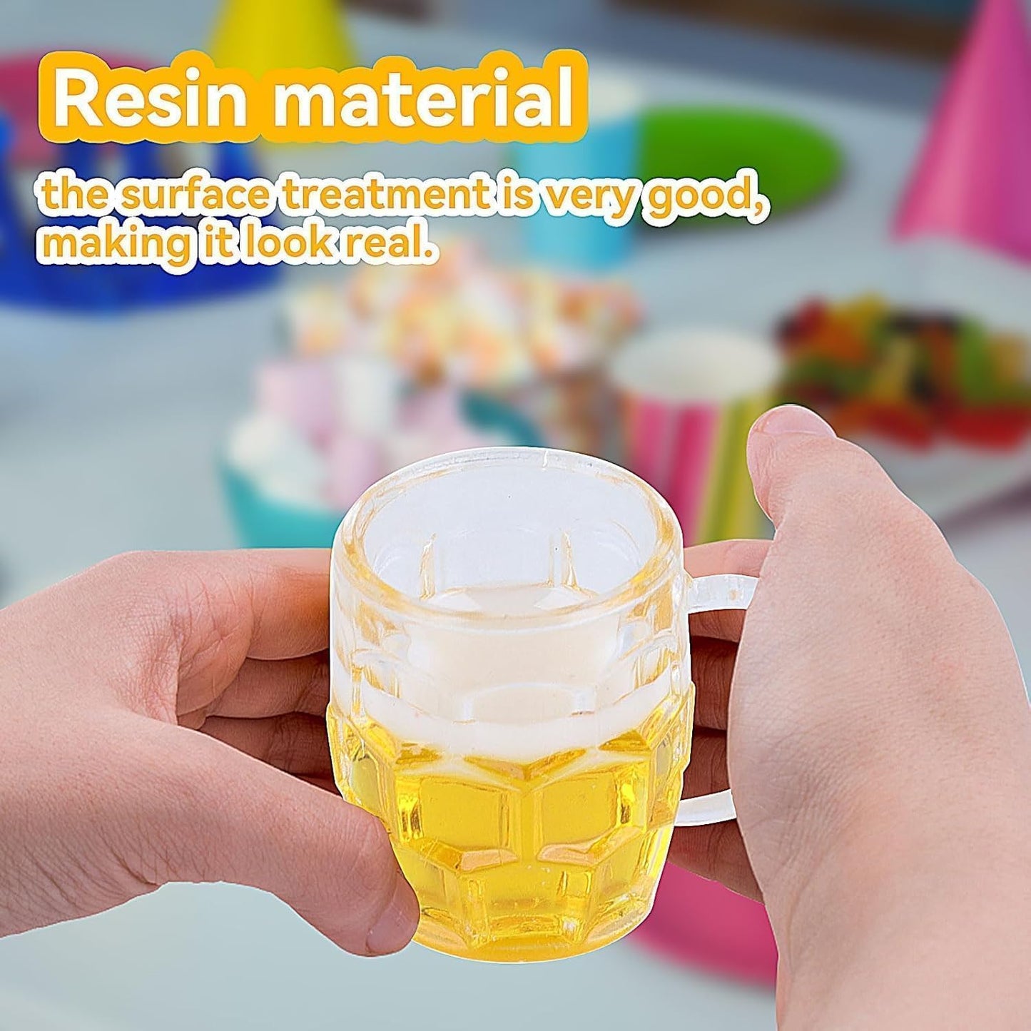 5Pcs Mini Beer Cups, Realistic Resin Dollhouse Barware for DIY Miniature Crafts, Miniature Beer Mugs Compatible with 1:12 Scale Dollhouses