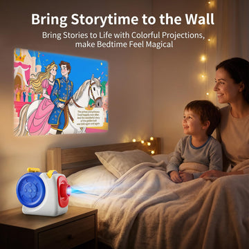 Story Projector for Kids, Bedtime Projector Machine with Voice Narration, 6 Fairy Tales Slides, Adjustable Focus, Night Light, Toy Gift for Toddlers