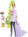 Barbie Extra Doll &Accessories with Neon Green Hair, Feather Boa & Pet Parrot
