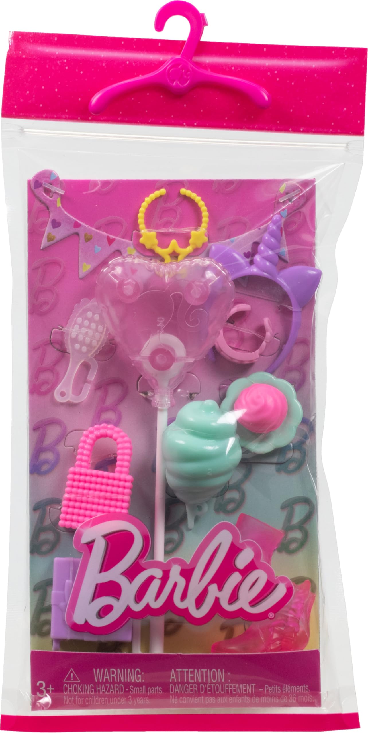 Barbie Accessories, Storytelling Set for Barbie Dolls with Unicorn Theme, Styling Pieces & Party Decorations Like Balloon & Cotton Candy