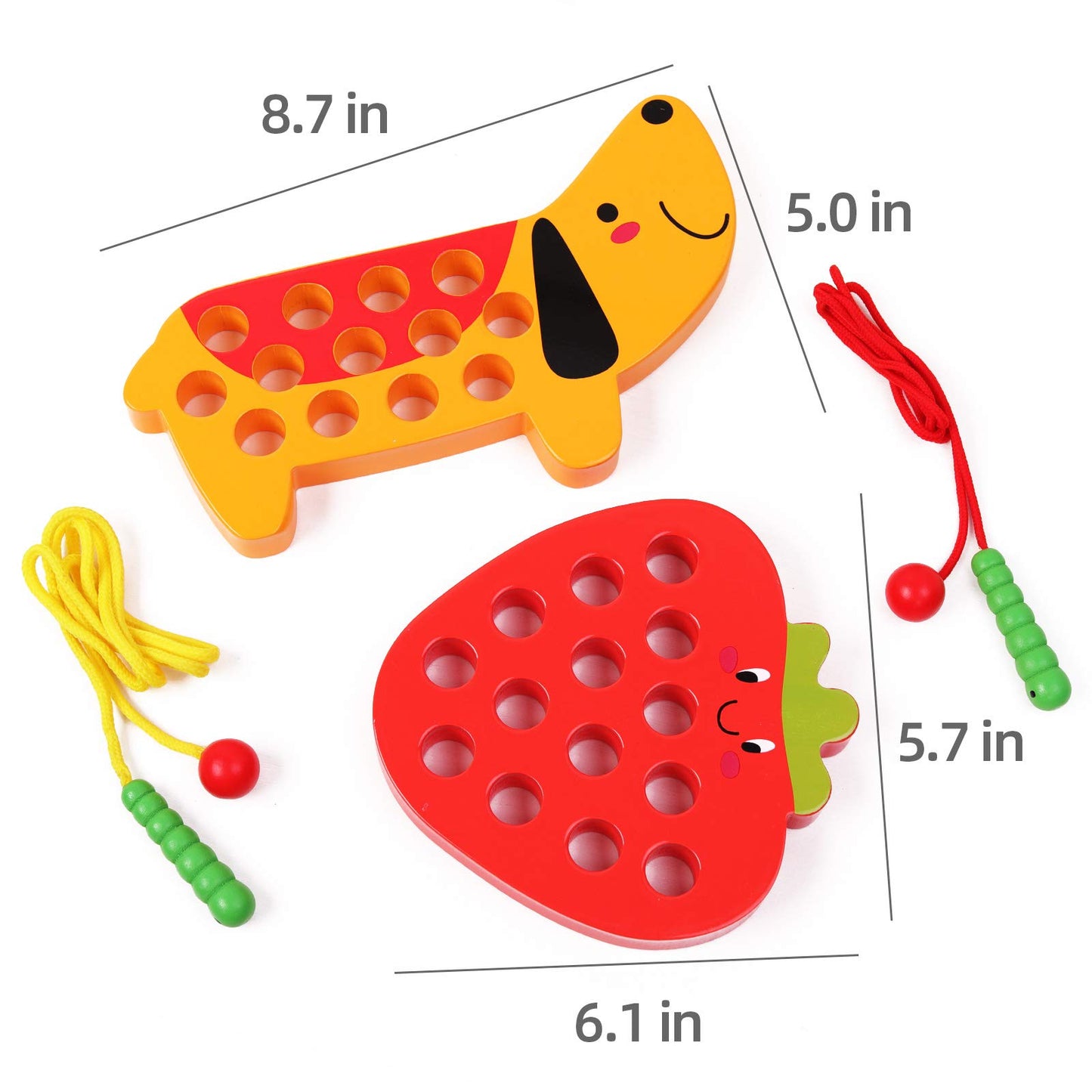 GEMEM Wooden Lacing Threading Toys Fine Motor Skill Toys for 3 Year Old