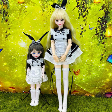 niannyyhouse 1/3 1/4 1/6 BJD Dolls Clothes Dress Apron Headdress Underpants Socks Bunny Maid Suit Ball Jointed Dolls Accessories Dress Up Gift