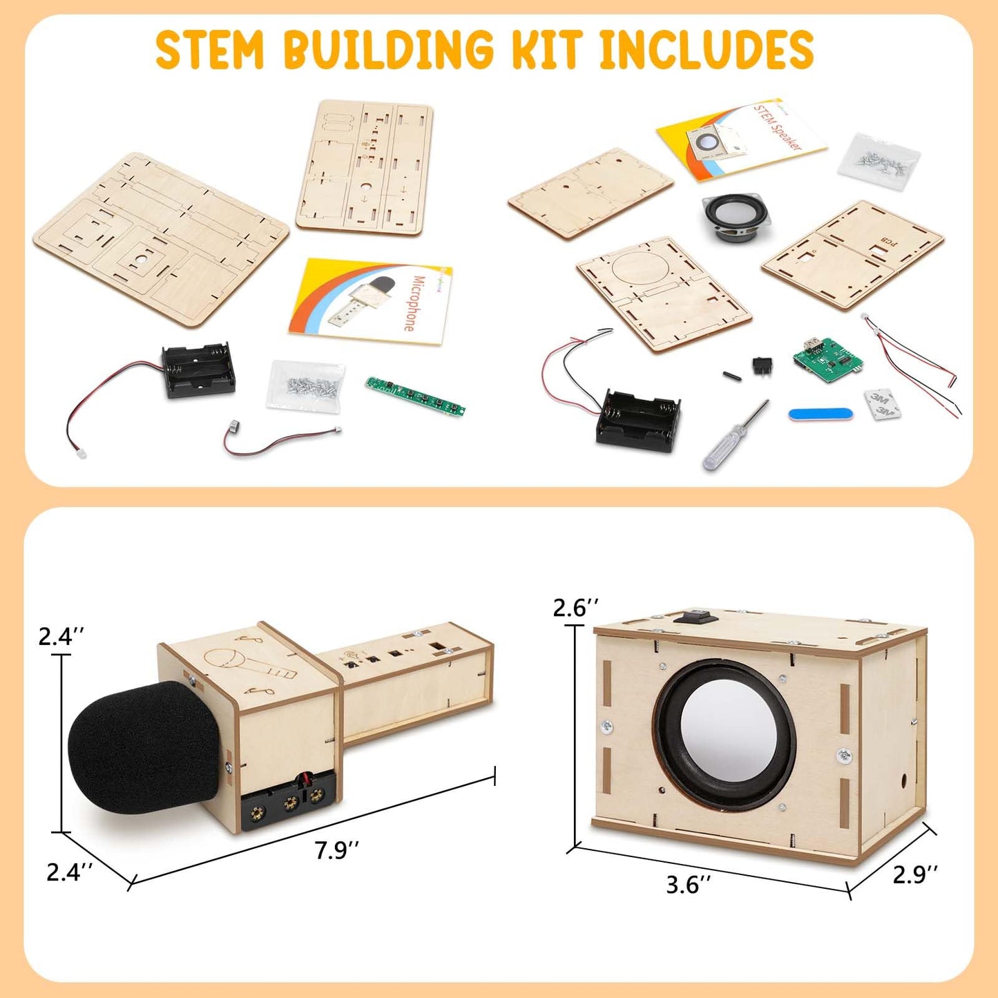 Stem Projects Karaoke Machine Toys for Boys Age 8-12 12-14 Science Kit Building Own Bluetooth Speaker & Microphone DIY Electronics Kit for Kids Kid
