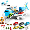 LOVE LIFE Airplane Toy Set Transport Cargo Plane Play Toy Gift for 3 4 5 6 Years Old Boys Girls Kids,Aircraft Vehicle Toys with 5 Mini Cars,Helicopter