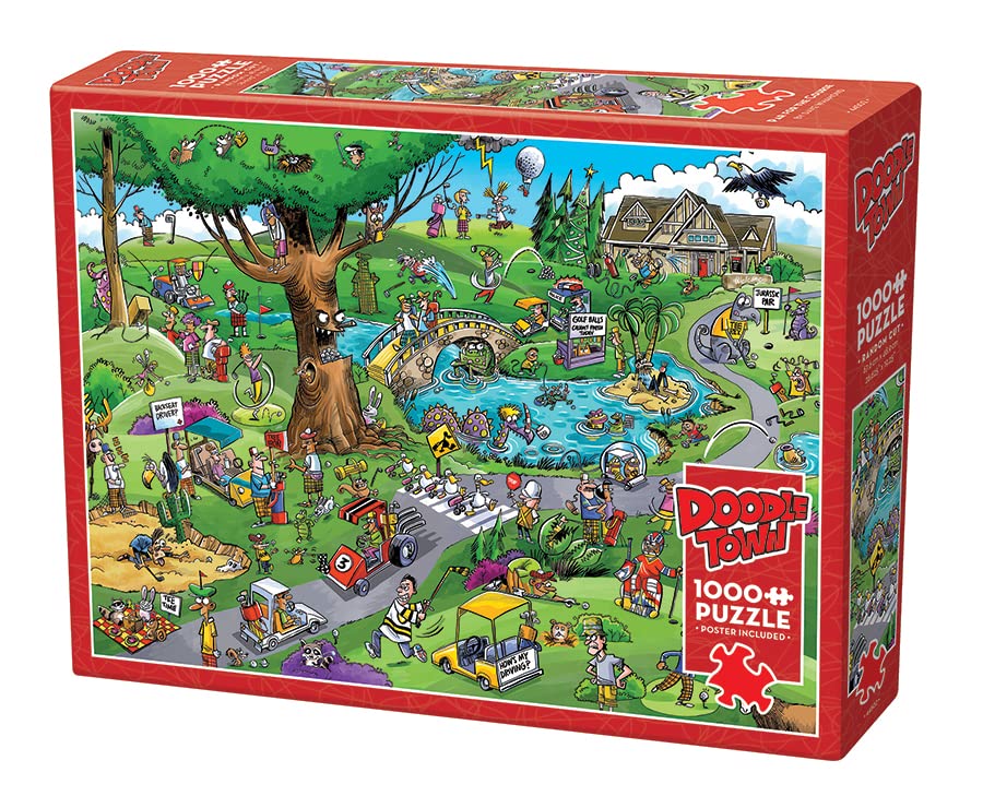 Cobble Hill 1000 Piece Puzzle - DoodleTown: Par for the Course - Sample Poster Included