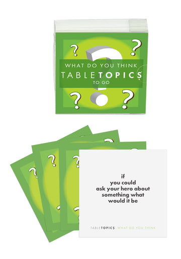 TableTopics What Do You Think To Go - 40 Conversation Starter Cards for Kids to Share Their Thoughts, Fun Question Card Game for Quality Family Dinner