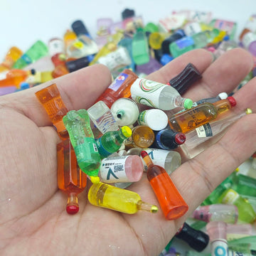 Nuanmu Miniature Food Drink Bottles Pretend Play Kitchen Game Party Toys (Random 20pc Bottles)