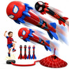 Spider Toys Rocket Launcher for Kids, 4 Spider Foam Rockets & Web Launcher, Adjustable Outdoor Air Rocket Toys, Up to 100 FT, Backyard Birthday Gifts