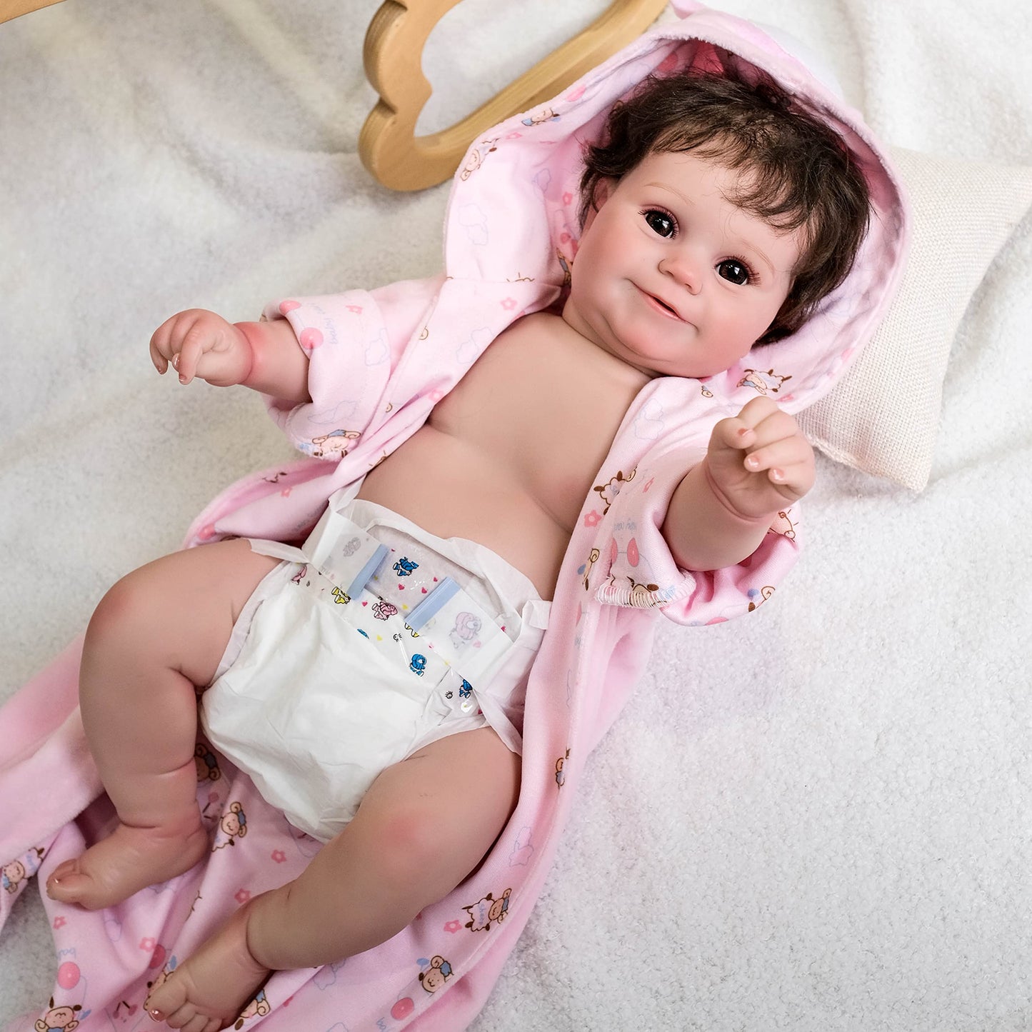 TATU Reborn Baby Dolls Diapers 22 inch Newborn Reusable 6-Piece Pack Fit 18-22in , Alive