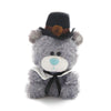 Plushland Stuffed Qbeba Pilgrim Bear - with Cute Hat and Collar - Plush Stuffed Toy for Kids on Thanksgiving Day - 6 Inches - Gray