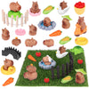 37Pcs Mini Capybara Figures Playset Simulation Capybara Model Toys Mini Resin Animals Miniature Garden Accessories for Car Dashboard Dollhouse Fairy