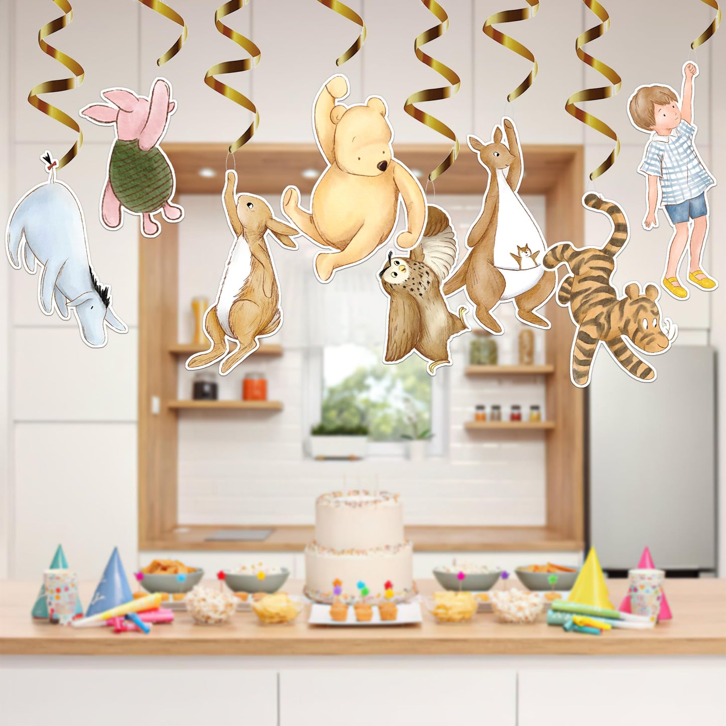 16Pcs Swirl Hanging Decorations for Baby Shower Decorations Classic Baby Shower Birthday Party Supplies